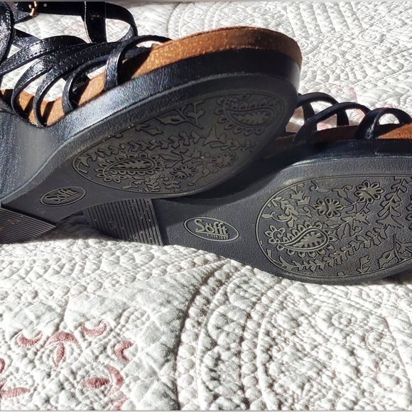 Sofft black wedge leather sandals - Picture 3 of 4